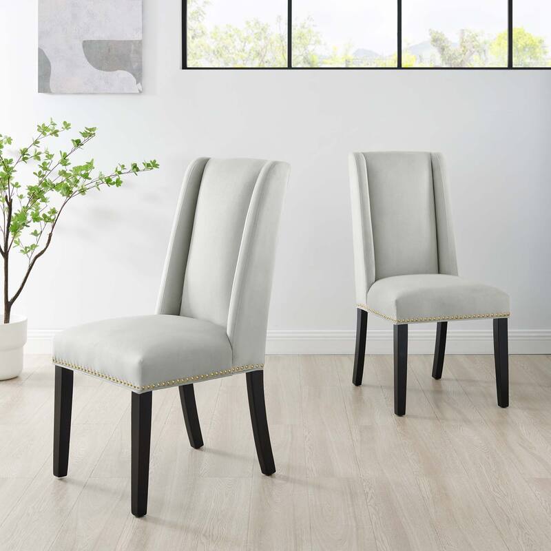 Baron Performance Velvet Dining Chairs - Set of 2 - Grey