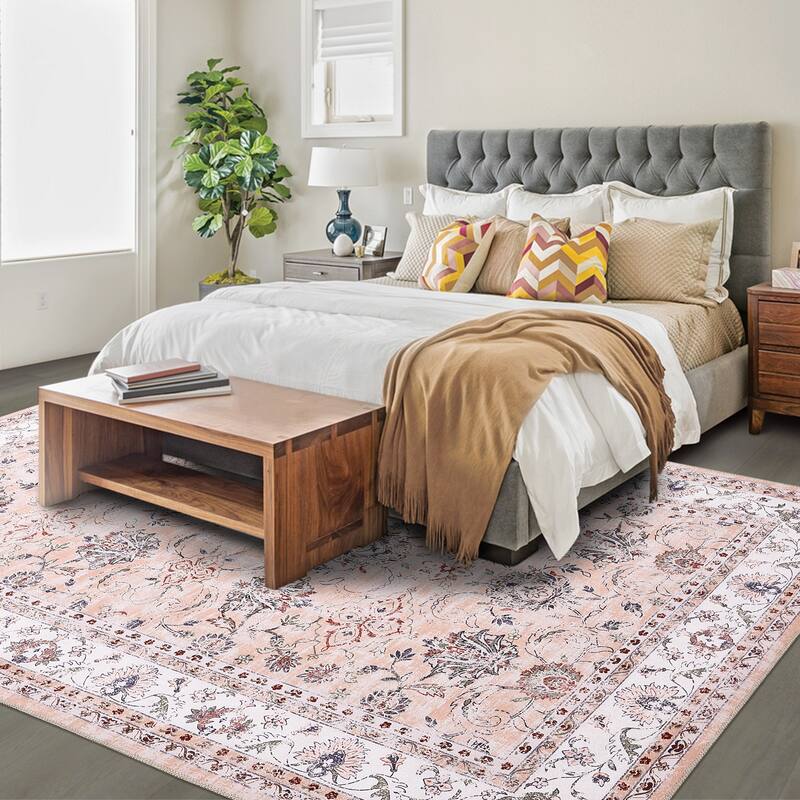 Garvee Boho Rugs Bohemian Rugs Floral Distressed Area Rug
