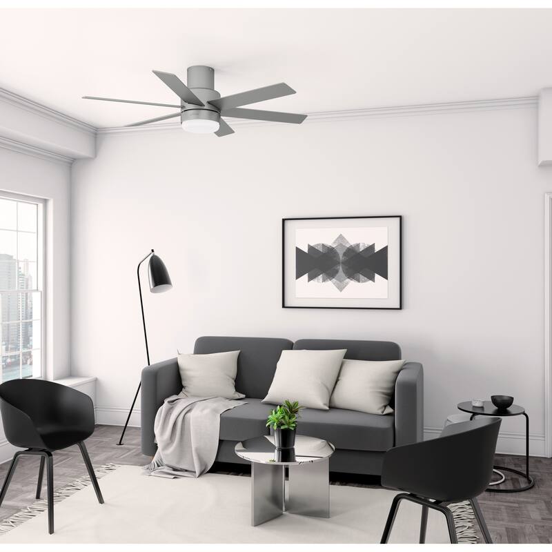 Hunter Mathers Low Profile Ceiling Fan with LED Light, Handheld Remote Modern Contemporary, Transitional