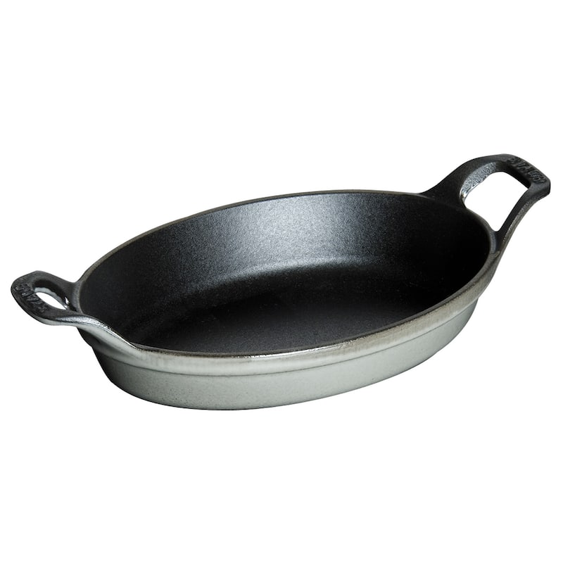 STAUB Cast Iron 5.5-inch x 3.8-inch Mini Oval Gratin Baking Dish - 5.5" x 3.8" - Graphite Grey