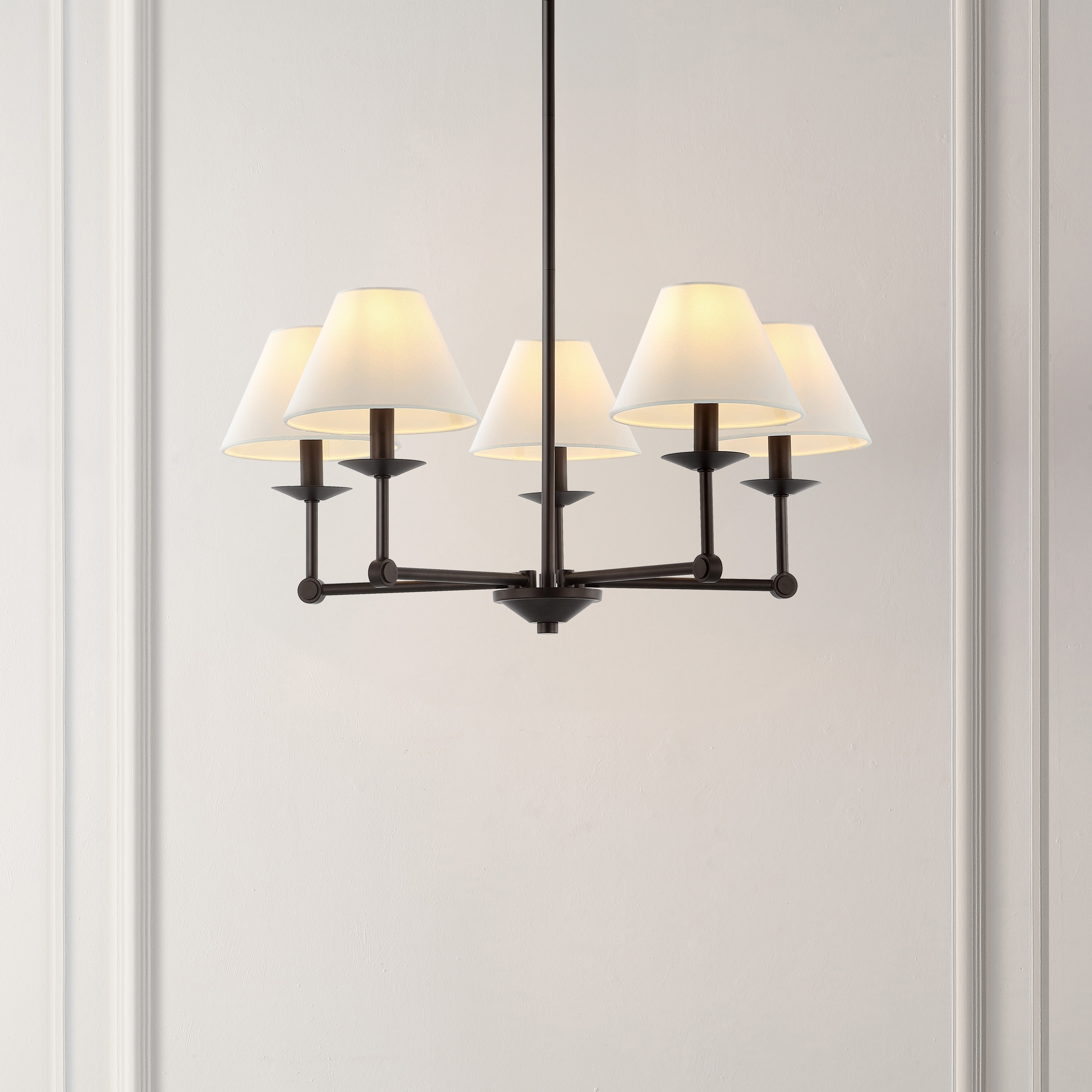 SAFAVIEH Lighting Mareile Modern Farmhouse 5-Light Adjustable Chandelier with Fabric Shades (LED Bulbs Included)