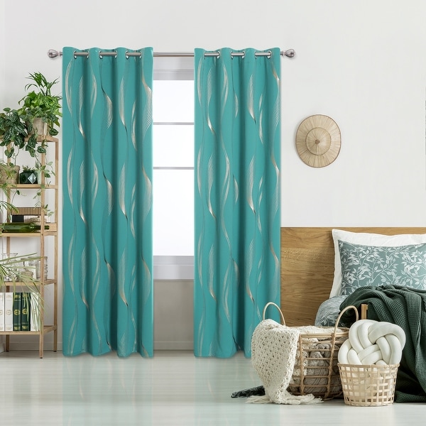Deconovo Gold Wave 52 Width Curtain (2 Panel) - On Sale - Bed Bath
