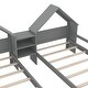 preview thumbnail 12 of 12, Double Twin Size Platform Bed With House-shaped Headboard,A Nightstand,Kids Bed Design