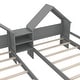 preview thumbnail 12 of 26, Double Twin Size Platform Kids Bed Frame with House-Shaped Headboard and Built-in Nightstand, No Box Spring Required, Grey