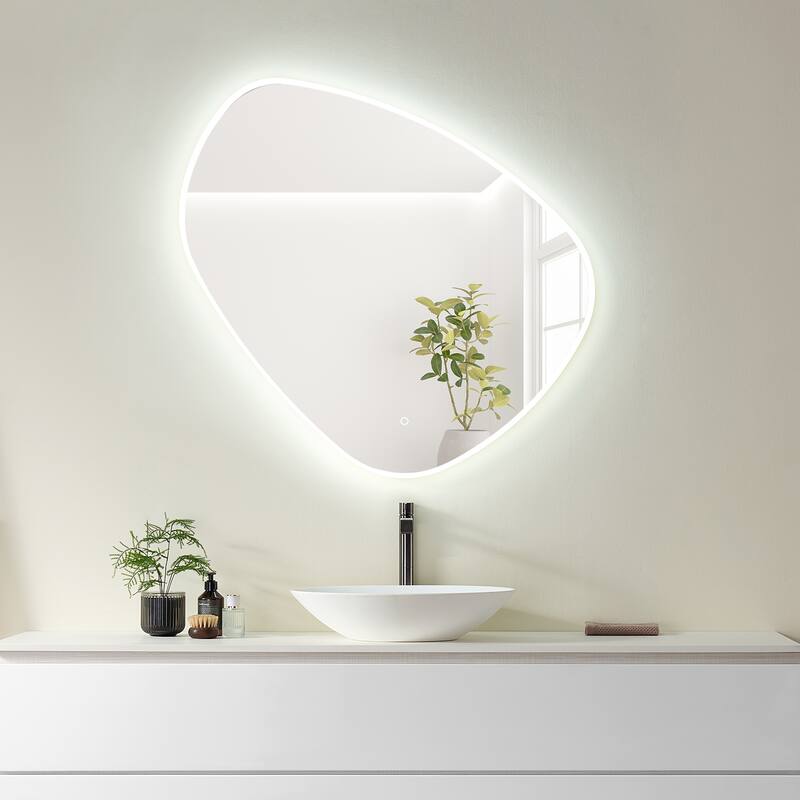 Altair Rasso Novelty Frameless Modern Bathroom Vanity LED Lighted Wall Mirror