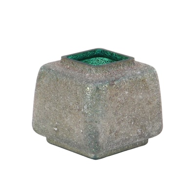 9 X 8 inch Modern Glass Beveled Square Gray Vase