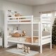 preview thumbnail 2 of 10, Twin Over Twin Rubber Wood Bed with Shelves Headboard, Safety Guardrails and Ladder