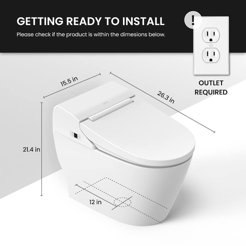 VOVO STYLEMENT Tankless UV LED Sterilization Smart Toilet in White - N/A