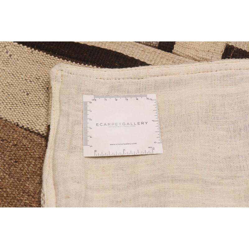 ECARPETGALLERY Flat-Weave Anatolia Patch Cream Wool Kilim - 6'4 x 10'0