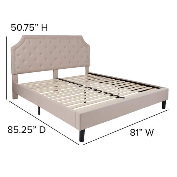 dimension image slide 13 of 20, Tufted Platform Bed with 10 Inch Pocket Spring Mattress