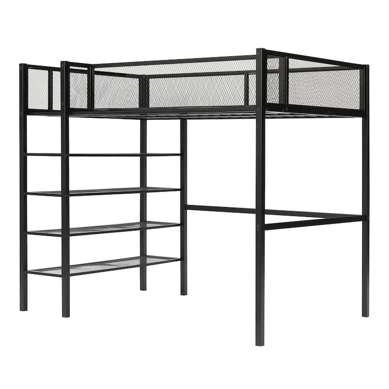 Twin Metal Loft Bed with Workstation