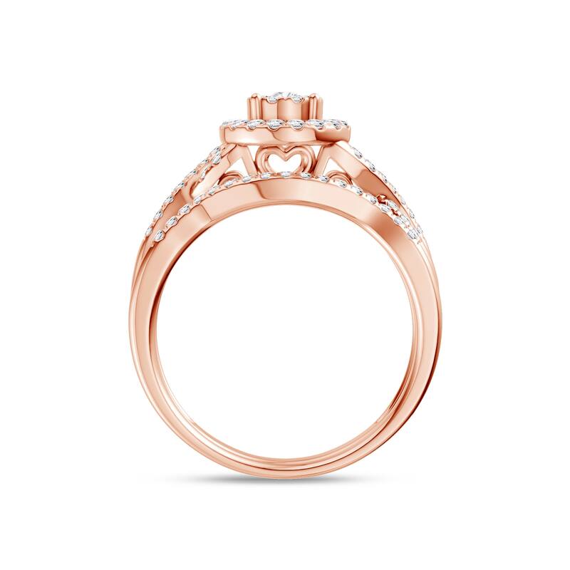 3/8Ct TDW Diamond Halo Twist Shank Bridal Set in 10K Gold for Women