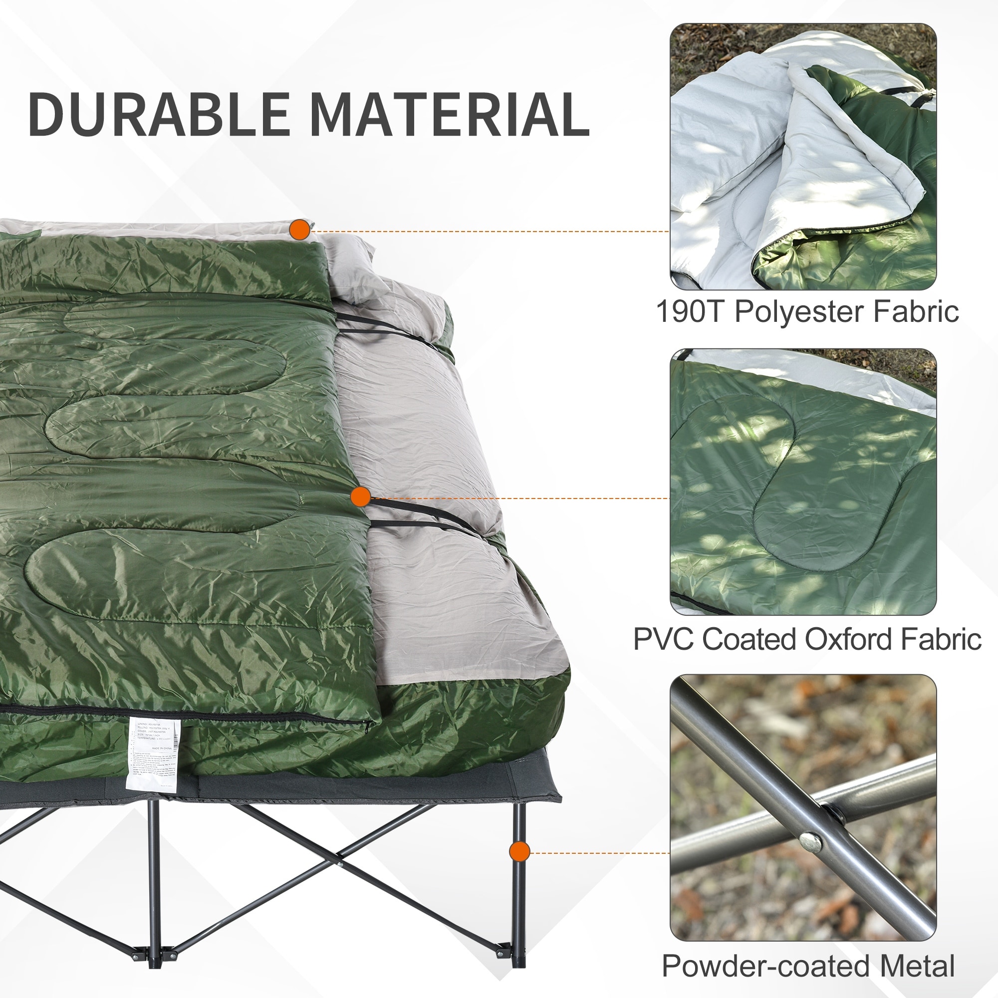 Outsunny Portable Camping Cot Tent with Comfortable Air Mattress, Warm and  Cozy Sleeping Bag, and a Supportive Pillow B2-0006 - The Home Depot