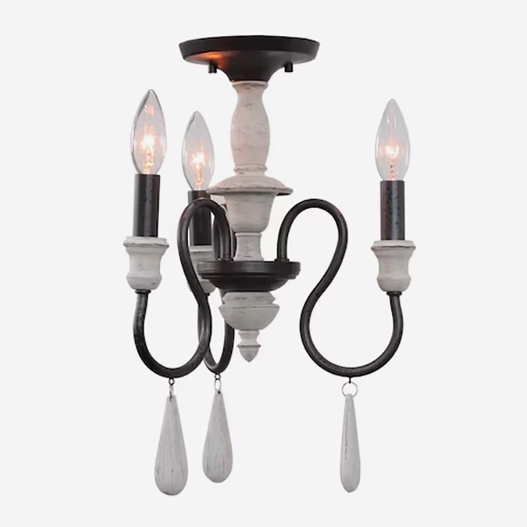 3-Light Semi Flush Mount Ceiling Light Fixture - 16" - Black