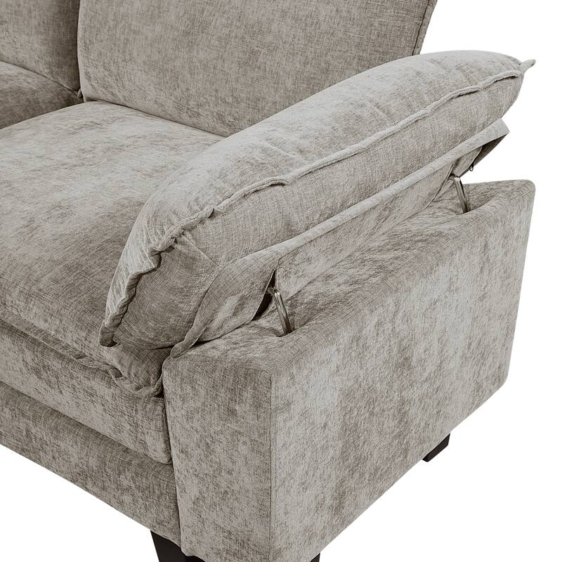 Terra 120.5" Chenille Living Room Sofa - Wood Finish Exposed Feet