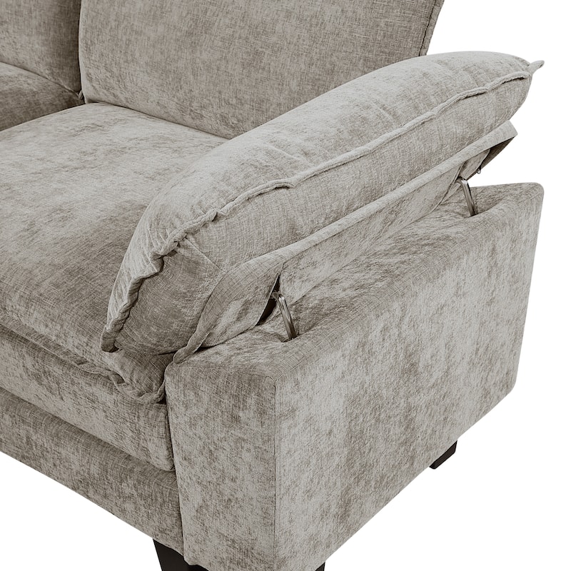 Terra Chenille 4-Piece Modular Sectional Sofa - Wood Finish Feet