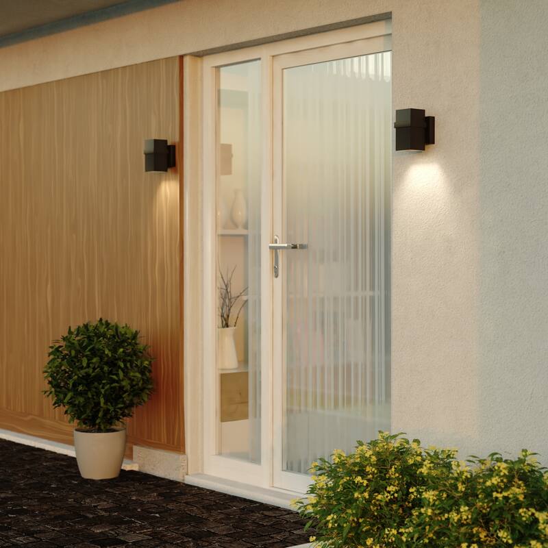 VAXCEL Lavage 1-Light Textured Black Outdoor Wall Sconce, Rust-Resistant Aluminum Metal Shade, LED Compatible Dark Sky Compliant