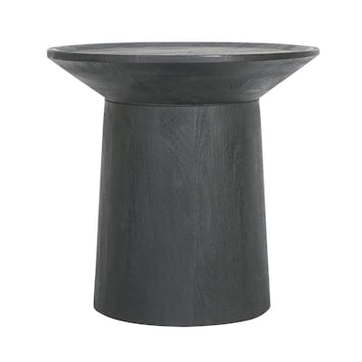 20 in. Matte Black Round Wood End Table, Sturdy Build End Side Table for Living Rooms