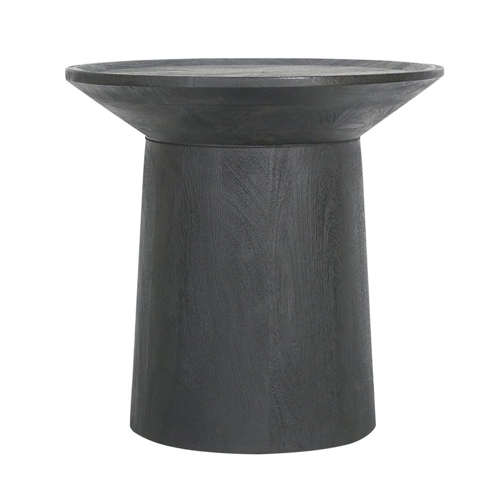 20 in. Matte Black Round Wood End Table, Sturdy Build End Side Table for Living Rooms