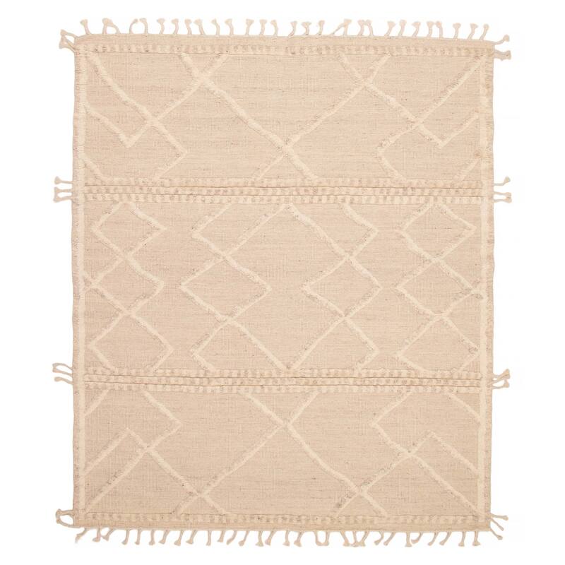 ECARPETGALLERY Hand-knotted Tangier Cream Wool Rug - 8'2 x 9'11 - Cream - 8'2 x 9'11
