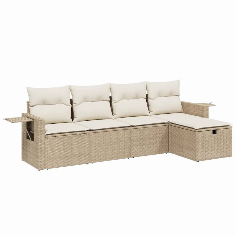 vidaXL Garden Sofa Set Beige/Black/Brown/Grey