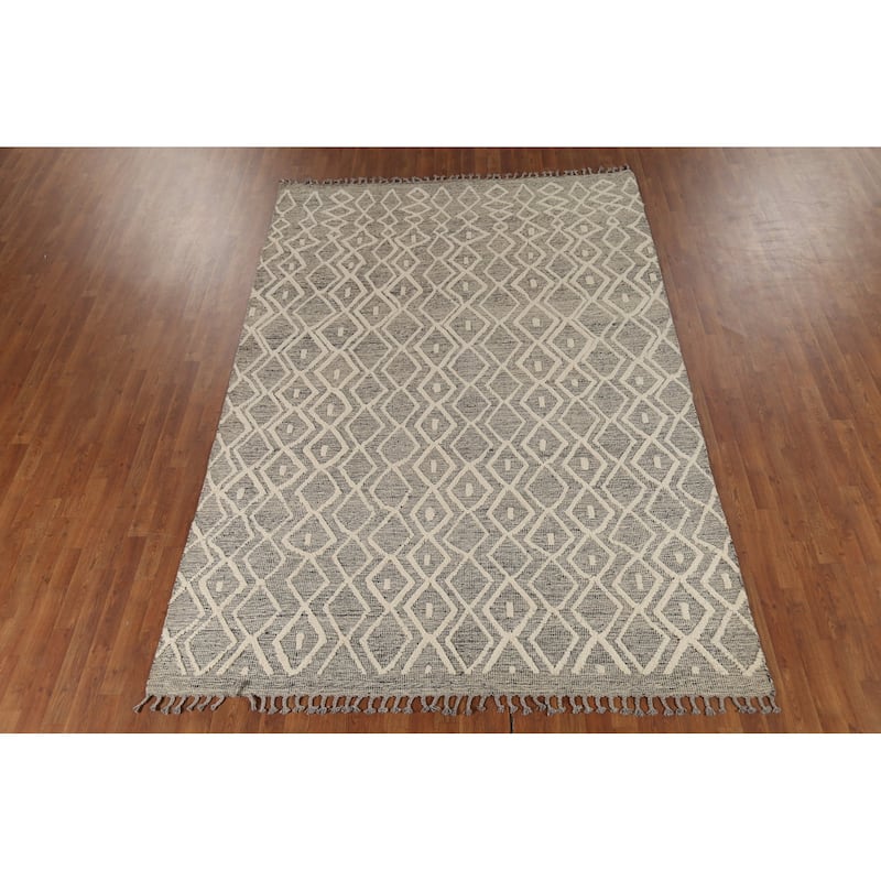 Trellis Moroccan Area Rug Handmade Oriental Wool Carpet - 6'10"x 10'3"