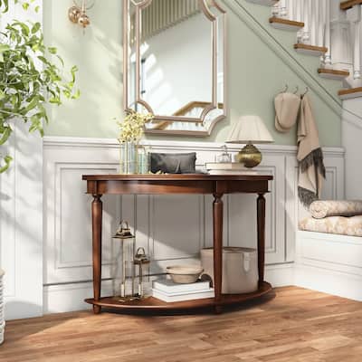 Rect Traditional Cherry 48-inch Wood 1-Shelf Console Table by Furniture of America