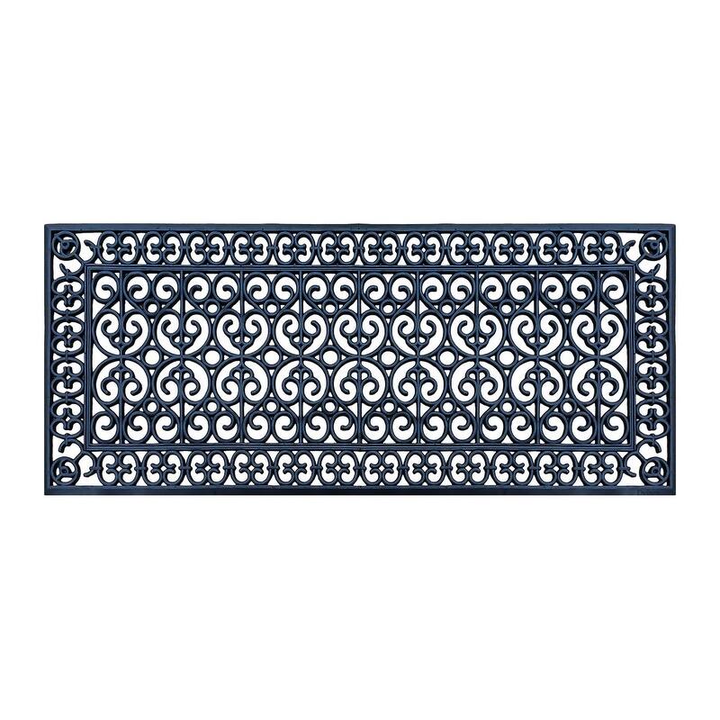 A1HC Large Door Mat, Natural Rubber, Ideal for an entryway, Scrapes Shoes Clean of Dirt & Grime - 24"X57" - Black Artistic