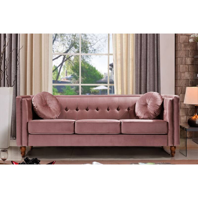 Roberta Velvet Chesterfield Sofa - Pink
