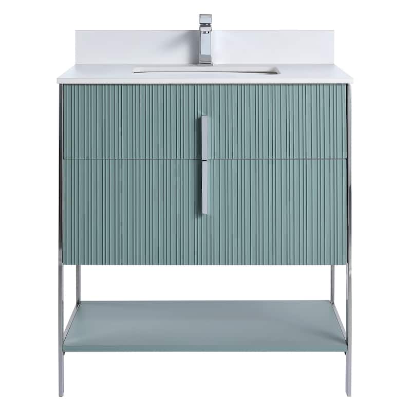 Fine Fixtures Serenity Modern Bathroom Vanity with White Stone Top
