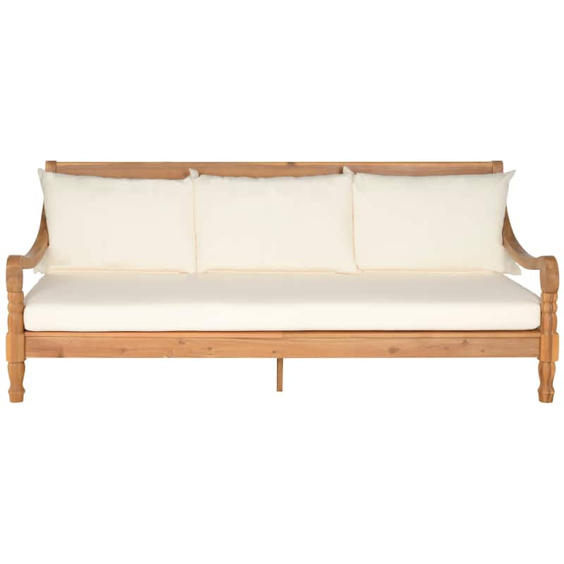 SAFAVIEH Outdoor Cordula Acacia Wood Cushioned Daybed - 71.7"W x 35.4"D x 29.1"H - Wood