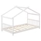 preview thumbnail 3 of 17, Twin House Bed Frame for Kids with Roof Design and Wood Slat Support White
