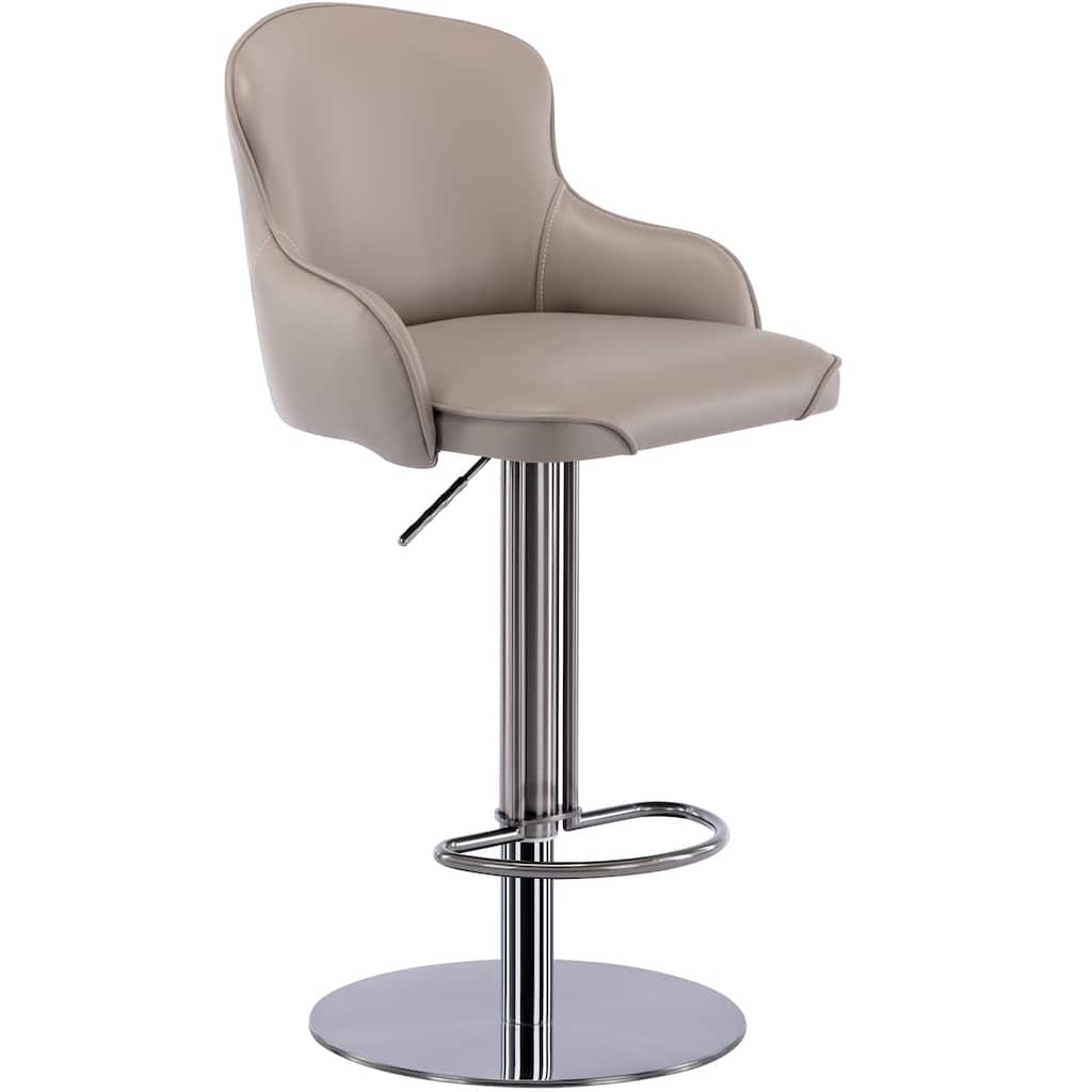 Stainless Steel Bar Stools,Leather with Backrest,Swivel Adjustable Height