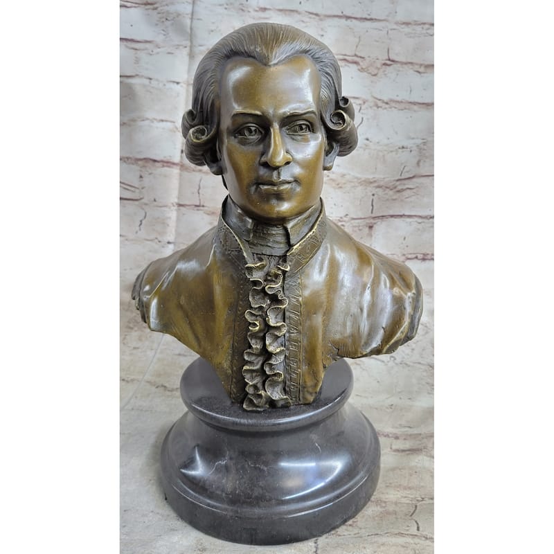 Bronze Sculpture Mozart Head Bust Art Deco Marble Base Figurine Home Decor Sale