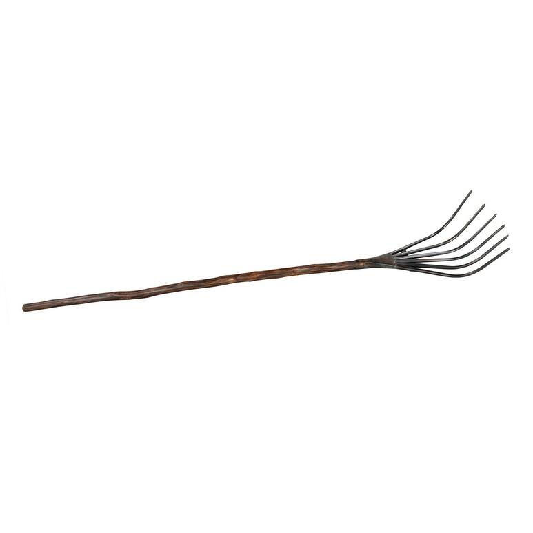 HomeRoots 60" Brown and Black Wood and Metal Decorative Rake Sculpture - 12" W x 60" H