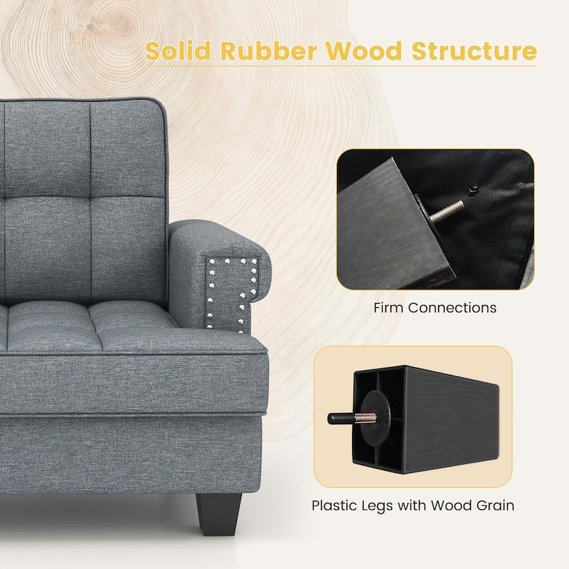 Gymax 2 PCS Mid-century Modern Accent Armchair with Thick Pillow &