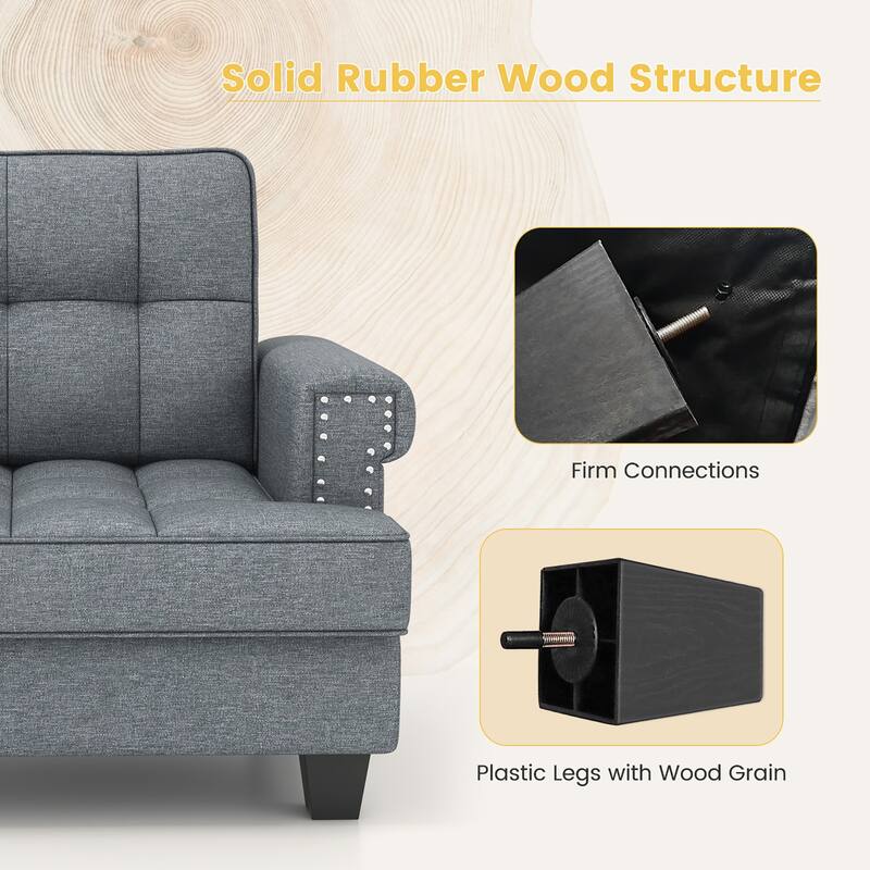 Gymax Mid-century Modern Accent Armchair with Thick Pillow & Cushion