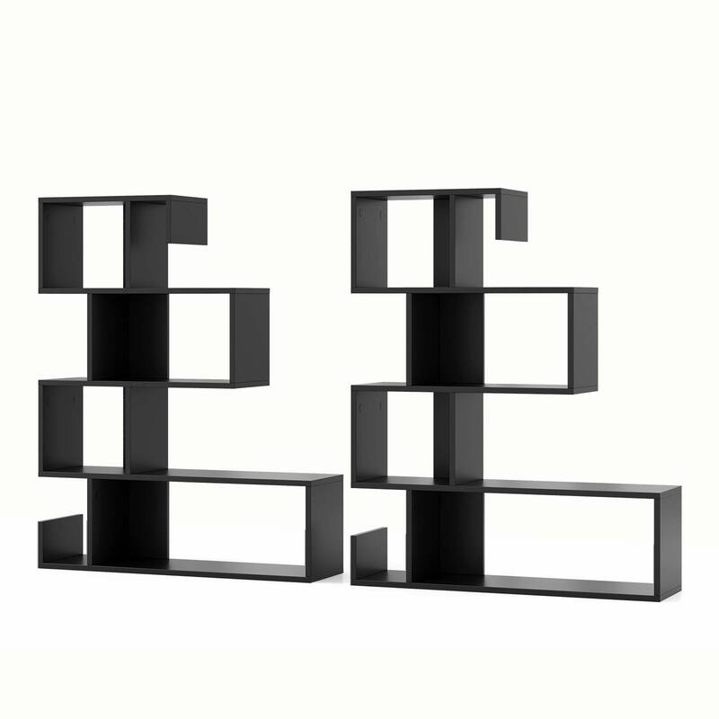 Costway 1/2 PCS 5-Tier S-Shaped Bookshelf with Open Cubes