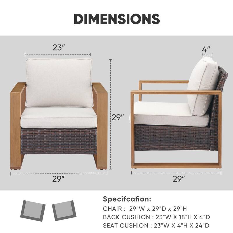 Gymojoy Patio Chairs Set of 4 All-Weather Rattan Chair