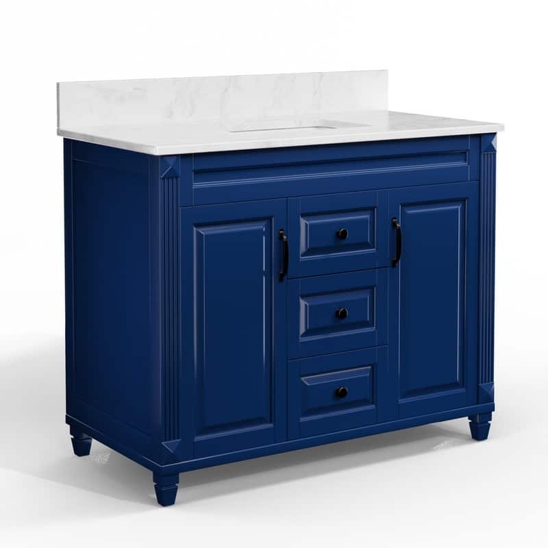 42-Inch Solid Wood Bathroom Vanity with Sink - Minimalist Elegant Style