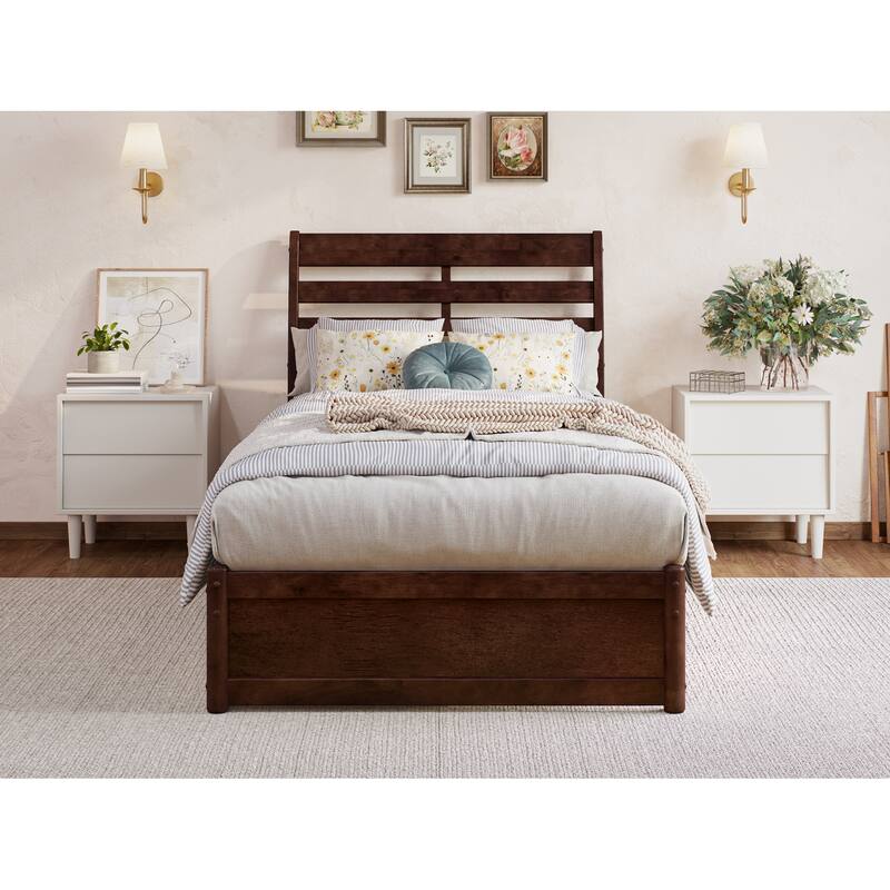 Emelie Platform Bed with Panel Footboard and Twin XL Trundle