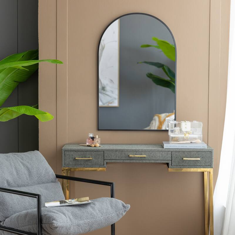 CUSchoice Classic Black Arched Mirror with Metal Frame - 24" x 36"
