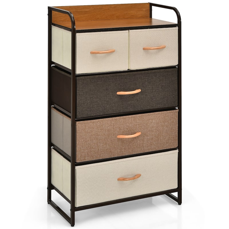 Costway 5-Drawer Dresser Storage 4-Tier Organizer Tower Steel Frame - Multi