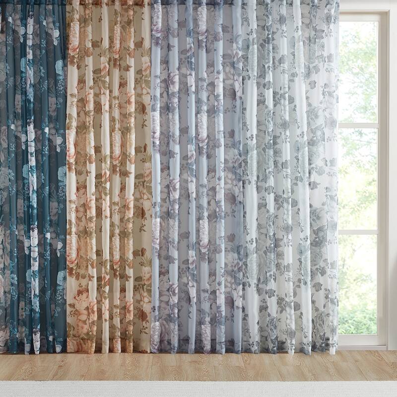 Printed Floral Twist Tab Top Voile Sheer Curtain Bed Bath & Beyond