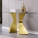 preview thumbnail 2 of 10, Luxury 51 inch Console Table Rectangular Sofa Entryway Console Table with Rectangle Tempered Glass Top and Metal Legs Gold