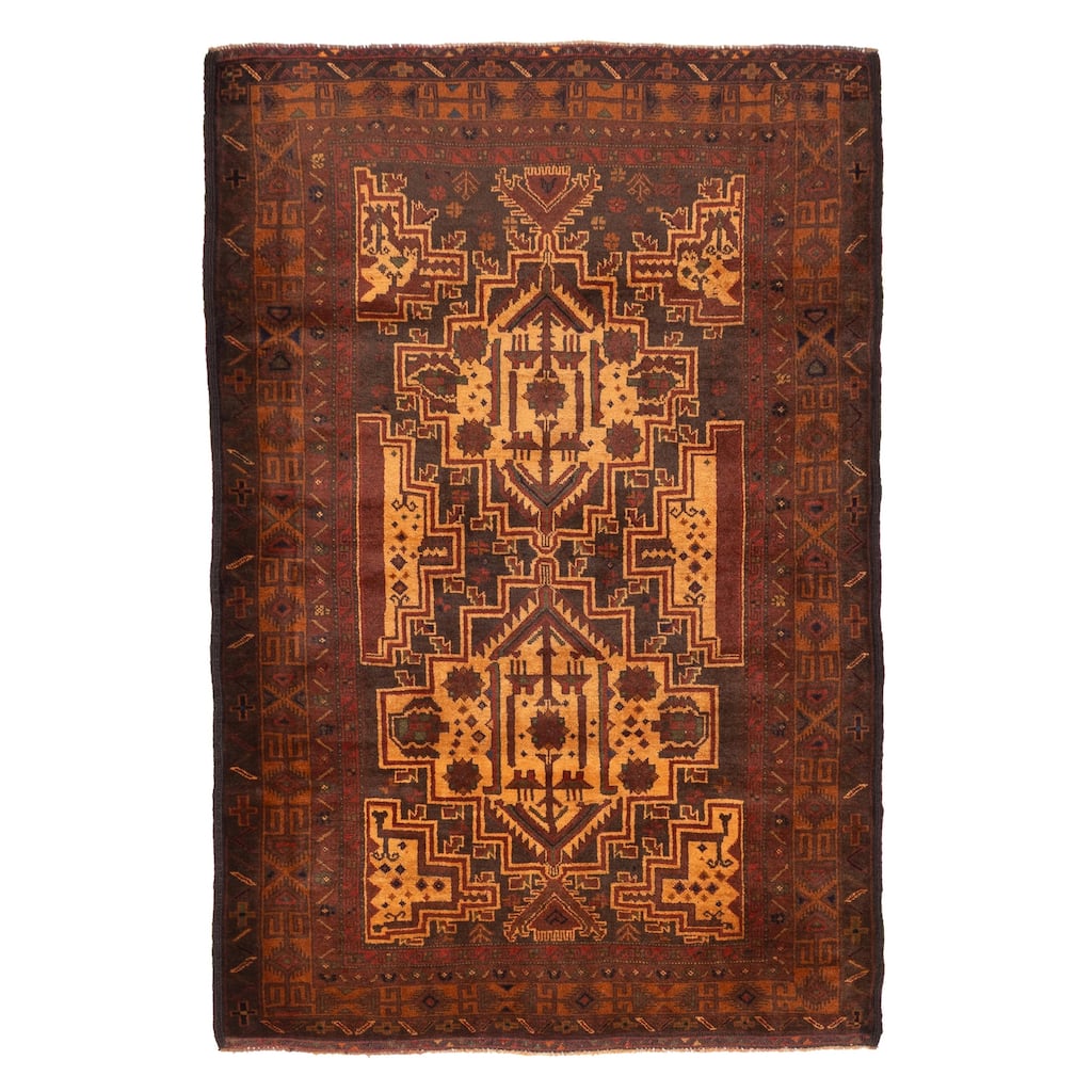 ECARPETGALLERY Hand-knotted Teimani Beige, Brown Wool Rug - 4'1 x 6'1