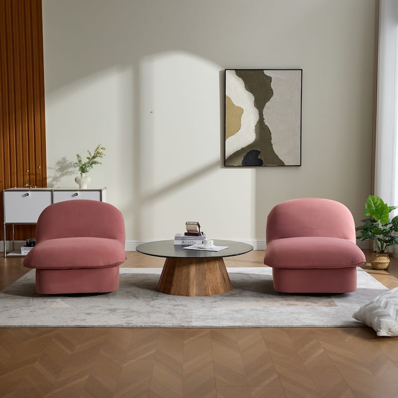 Pumpkin-Shaped Swivel Chair, 360-Degree Swivel Accent Chair for Living Room Bedroom Office