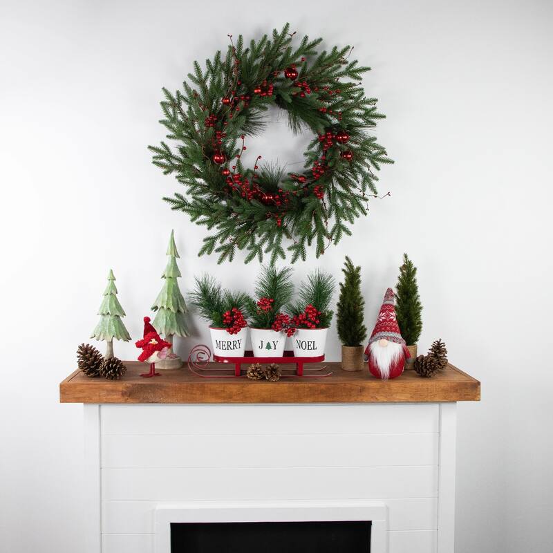real touch™️ berries and pine artificial christmas wreath 32" unlit