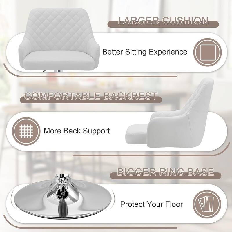 VECELO 2 Pack/4 Pack Modern PU Leather Swivel Bar Stools with Adjustable Height and Footrest for Kitchen Island Living Room