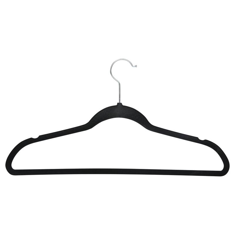 10 Super Slim Velvet Huggable Hangers in Black - 1.97" x 17.72" x 9.25"